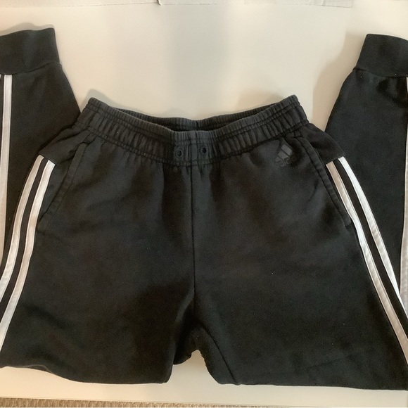 Adidas Size XS Black and White Track Pants with Signature Stripes. Preloved - Picture 2 of 6